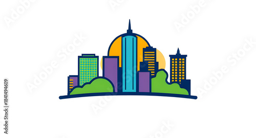 city, skyline, urban, metropolis, downtown, buildings, skyscrapers, architecture, cityscape, horizon, silhouette, outline, lineart, icon, vector, illustration, graphic, symbol, design, minimal, flat, 