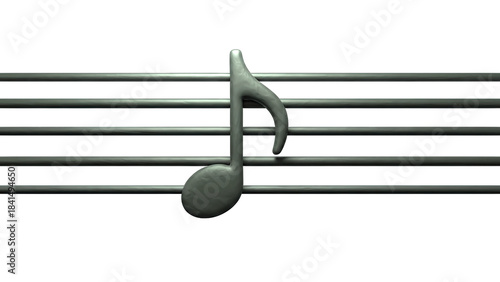 Musical Note on Staff Lines - Isolated on White
