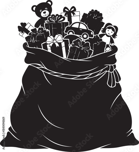 Santa Claus waving with a bag of gifts Christmas holiday