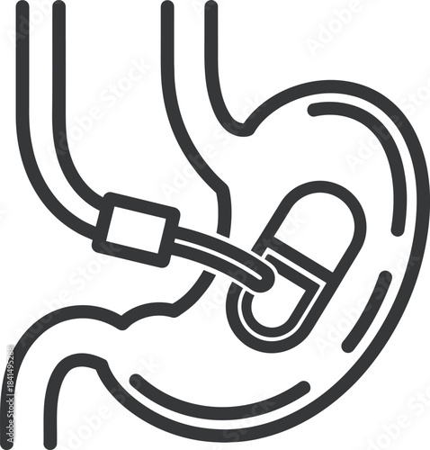 Medical Stomach Endoscopy Line Icon Illustration