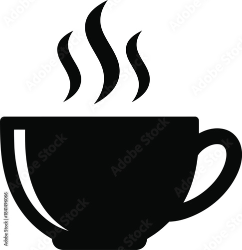 Hot Coffee Cup With Steam Symbol Vector