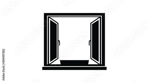 An open window design a simple black and white illustration