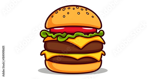cute cartoon burger vector, burger clipart illustration, cartoon fast food burger illustration, hand-drawn burger vector, kawaii burger illustration vector, burger character clipart, funny burger cart