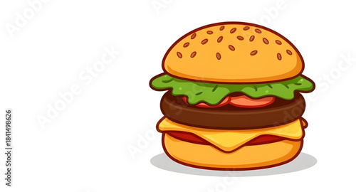 cartoon cheeseburger vector, cute burger clipart illustration, hand-drawn burger vector, funny burger mascot illustration, kawaii burger illustration vector, burger with lettuce clipart, burger food v