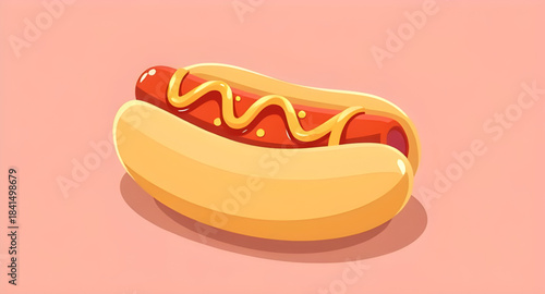 cartoon hot dog vector illustration, hand-drawn hot dog clipart, cute hot dog illustration vector, funny hot dog cartoon, kawaii hot dog illustration, hot dog with bun clipart, hot dog food vector ill