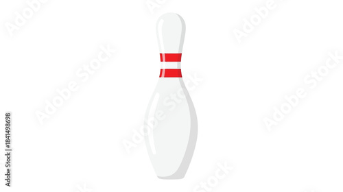 A simple white bowling pin with two red stripes isolated on a white background