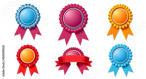 set of award ribbons illustration, hand-drawn ribbon clipart vector, decorative award ribbon vector, gold ribbon vector illustration, blue award ribbon clipart, medal ribbon illustration vector, prize