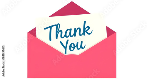 open envelope thank you illustration, classic thank you letter vector art, appreciation letter flat design, thank you message document graphic, formal gratitude letter illustration, polite thank you e