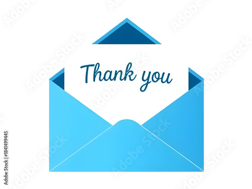 open envelope thank you illustration, classic thank you letter vector art, appreciation letter flat design, thank you message document graphic, formal gratitude letter illustration, polite thank you e