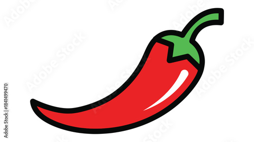 A simple illustration of a vibrant red chili pepper with a green stem