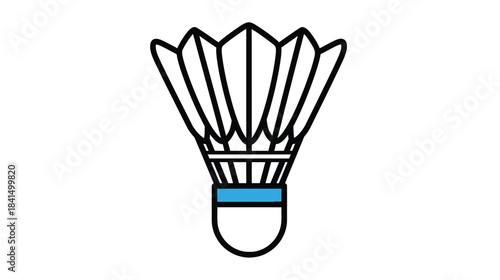 A simple cartoon illustration of a white badminton shuttlecock with black lines