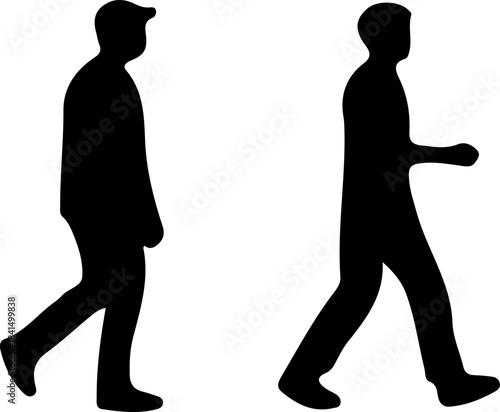 silhouettes of business men in formal wear back CAD illustration in editable lines in vector