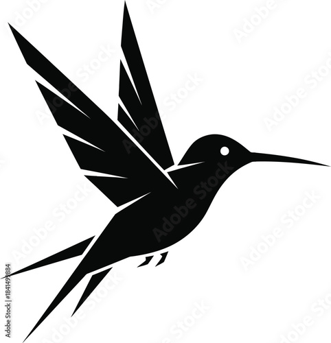 Hummingbird Flying Silhouette Vector Illustration