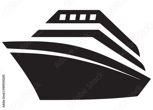 Modern cruise ship silhouette with clean lines and stark contrast