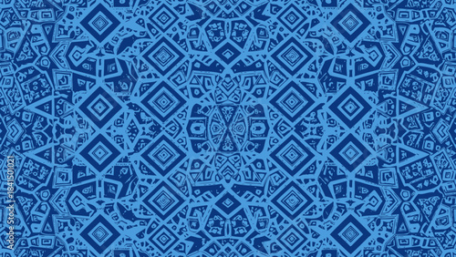 Abstract Blue Pattern: An intricate, mesmerizing pattern unfolds in varying shades of blue, the design captivating with its complex geometry and artistic arrangement.
