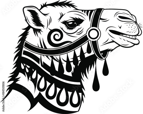 Ornamental camel head illustration