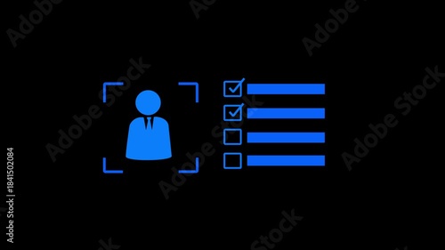 HR tech in action as recruiter uses computer to analyze and approve job applicant profiles, highlighting digital recruitment process, performance checklist, and automated employment verification