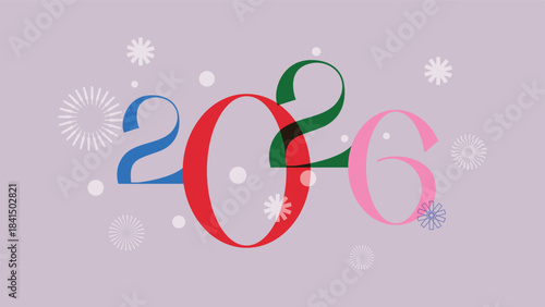 Discover the Artistic Representation of the Year 2026 with Festive Snowflakes and a Vibrant Color Palette - A Celebration of New Beginnings and Future Prospects