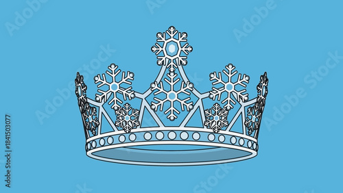 Regal Crown on Blue Backdrop: A majestic crown adorned with intricate snowflake details, resting elegantly against a serene blue backdrop.