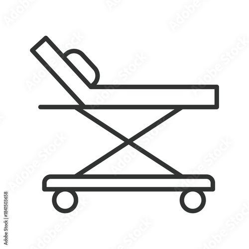 Hospital bed icon in line design. oncology treatment, patient care, hospitalization, therapy, medical support, recovery on white background vector. oncology editable stroke icon