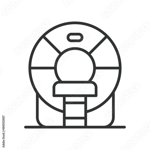 PET scan icon in line design. oncology imaging, tumor detection, radiology, diagnosis, screening, pathology on white background vector. cancer imaging editable stroke icon