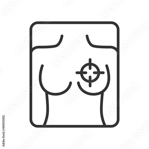 Mammogram icon in line design. breast cancer screening, oncology diagnosis, detection, pathology, radiology, treatment on white background vector. breast screening editable stroke icon