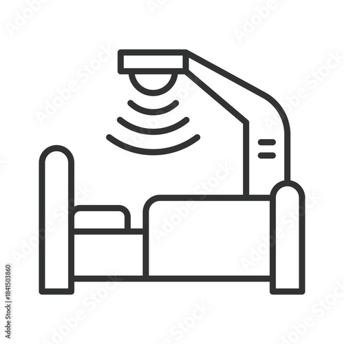 Radiotherapy icon in line design. oncology treatment, radiation therapy, tumor reduction, diagnosis, screening, pathology on white background vector. cancer radiotherapy editable stroke icon