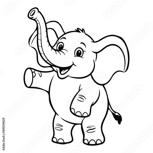 A funny pink baby elephant cartoon drawing, a cute wild animal character illustration vector for fun safari art.