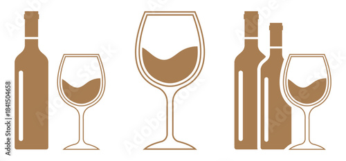 Bottle and Glass Silhouette Vector Illustration.