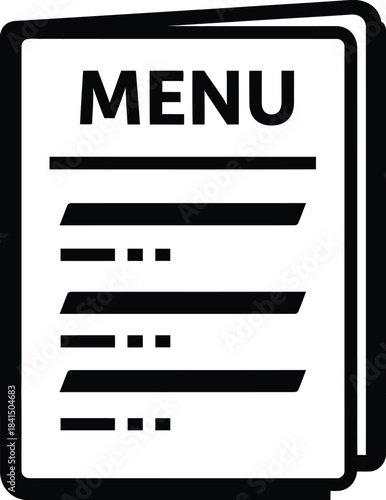 Restaurant menu icon symbolizing dining choices, food selection, and ordering options for a meal experience with listed items and prices