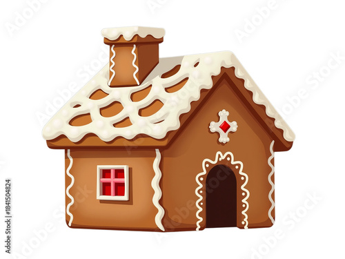 Gingerbread House Cookie Decorative Design for Holiday Baking Transparent Background HDR
