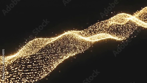 Wallpaper Mural Golden Particle Wave Flowing Across Dark Background Torontodigital.ca