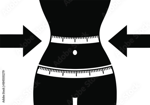 Slim waist measurement fitness icon silhouette