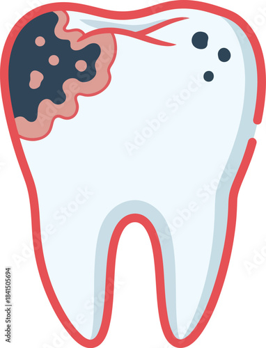 Tooth decay illustration damaged dental enamel vector