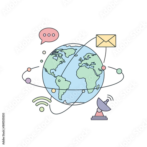 Global Connection and Communication Illustration
