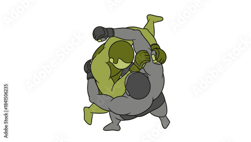 Animated Combatants Grappling in Dynamic Fight Scene