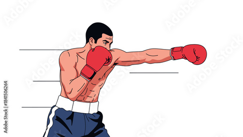 Male Boxer Training Punching Exercise Fitness Martial Arts Athlete Focus Strength Combat Sport