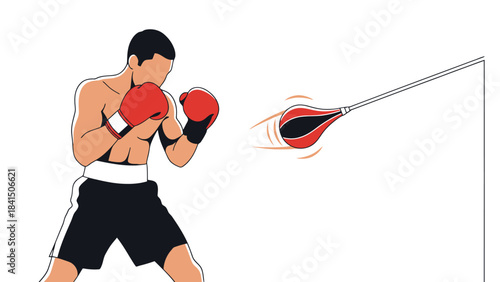 Athlete Training with Punching Speed Bag for Combat Sports Fitness and Skill Development