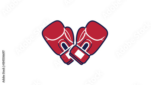 Pair of Red Boxing Gloves Isolated on White Background Sports Equipment Martial Arts Fitness Competition Concept