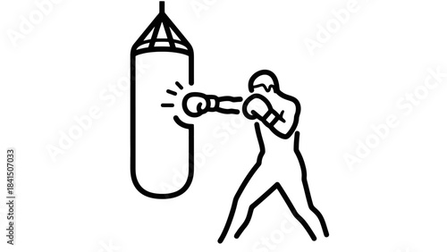 Athlete Training with Punching Bag Fitness Strength and Boxing Workout
