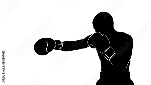 Silhouette of Athlete Performing a Punching Motion with Boxing Gloves