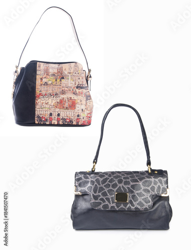 A small handbag with a textured front flap, a short shoulder strap, and a butterfly-shaped metal detail on the front.