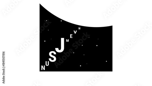 Planets of the Solar System, black isolated silhouette