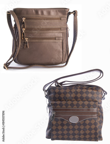 A small handbag with a textured front flap, a short shoulder strap, and a butterfly-shaped metal detail on the front.