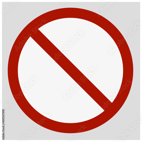 Prohibition Symbol Isolated
Simple red circular prohibition sign with a diagonal slash, commonly used as a universal symbol for restriction, ban, or forbidden actions.
