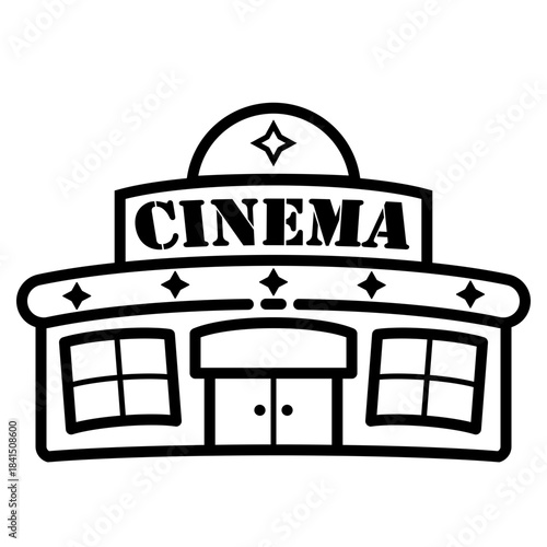 black and white cinema building vector