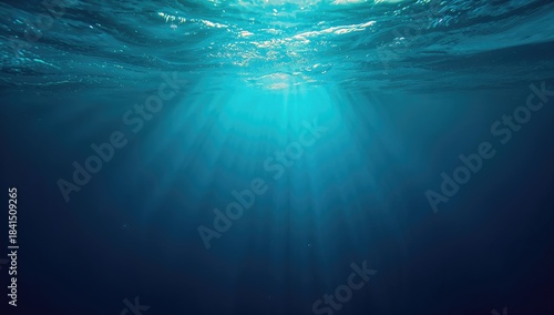 Fototapeta Naklejka Na Ścianę i Meble -  Flowing water and sky in an abstract blue backdrop, suitable for editorial headers, World Water Day
