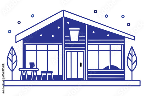 modern coffee house line drawing.eps