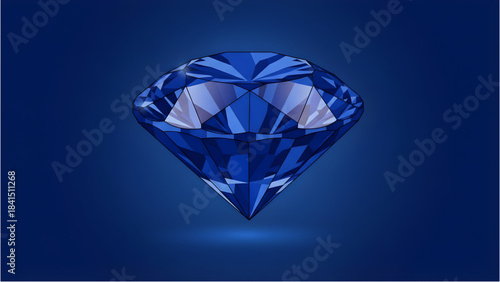 Mesmerizing deep blue gemstone with brilliant facets, reflecting light and symbolizing luxury, elegance, and preciousness in a captivating design