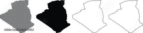 Set of Map Silhouettes of a Specific Region